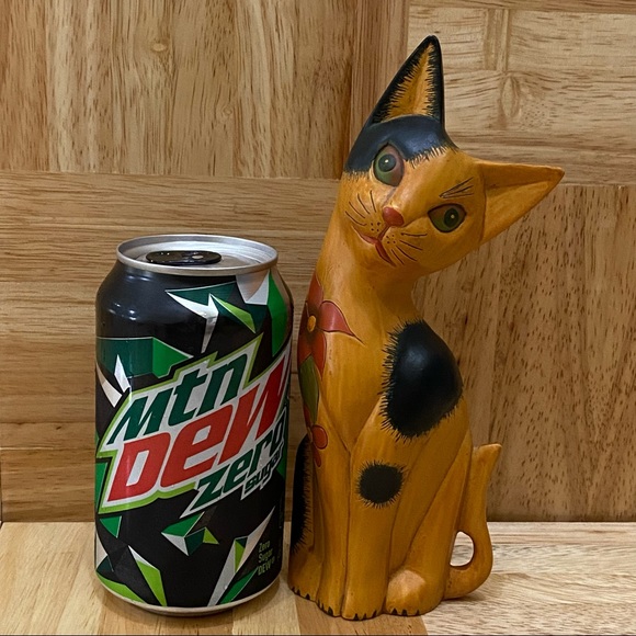 Vintage 2005 Second Nature Design Floral Friends 7 1/2” Cat Figurine Sculpture - Picture 2 of 15